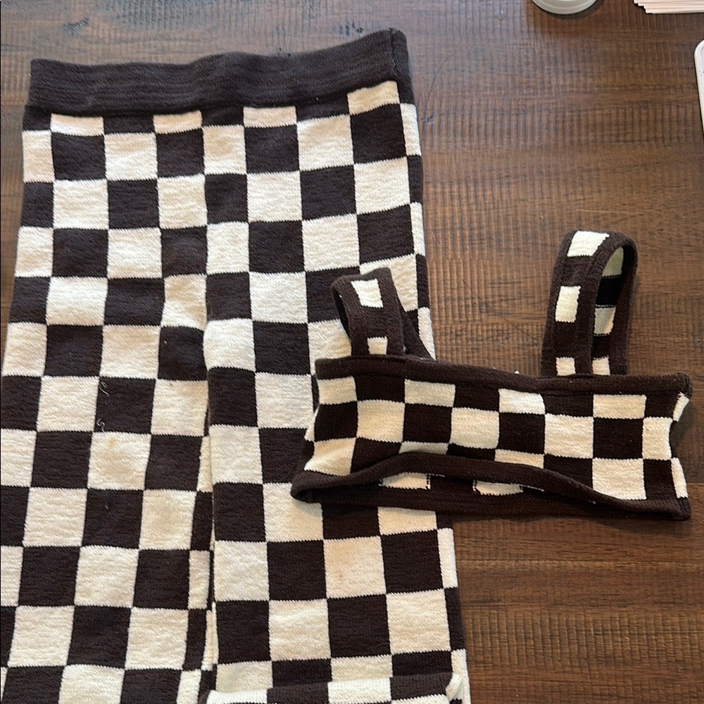 Checkered Black and White Knit Set